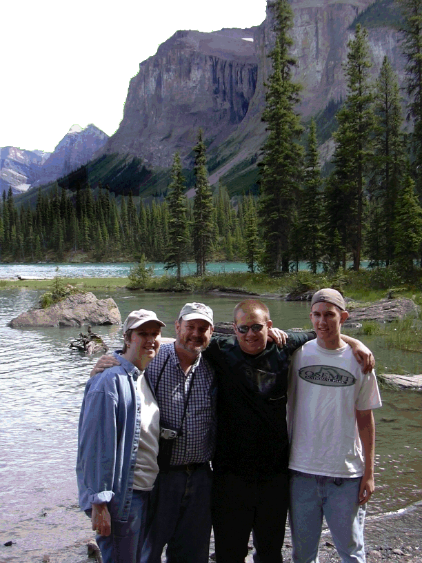 Family at Maligne Lake